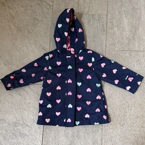 Carter's Navy Hooded Raincoat with Pink & Mint Heart Print 18 month